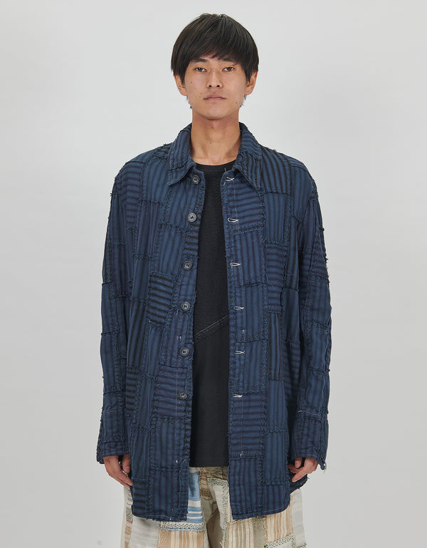 by walid 19th Century French Ticking Orhan Shirt Jacket