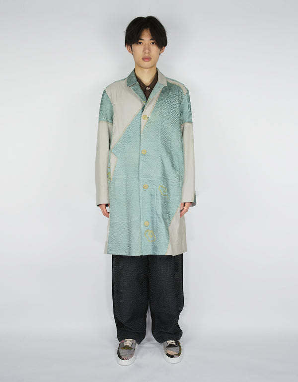 By Walid Antique Embroidered Silk Kimono Duster Coat