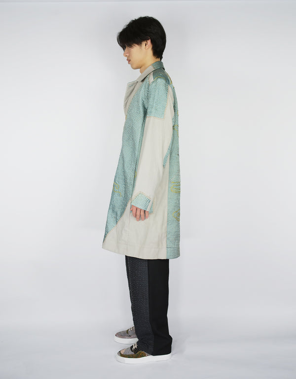 By Walid Antique Embroidered Silk Kimono Duster Coat