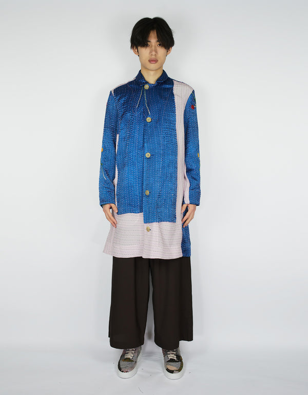 By Walid Antique Embroidered Silk Kimono Duster Coat