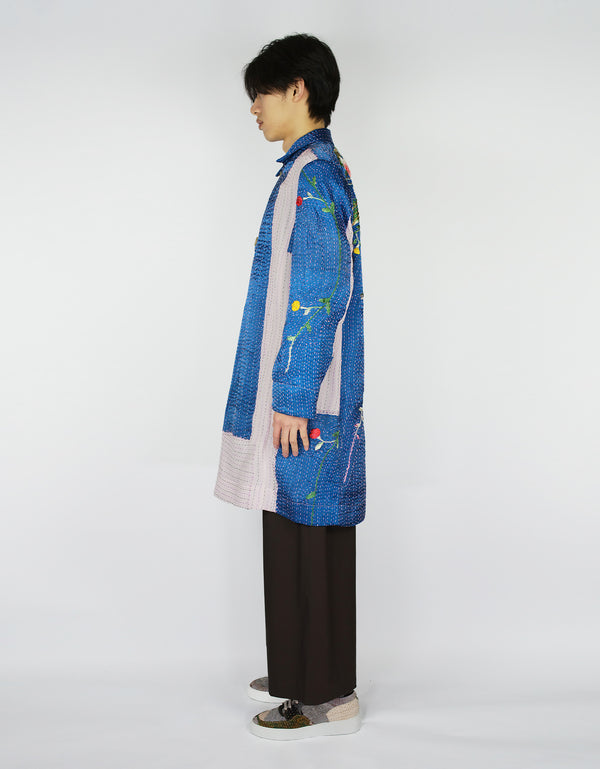 By Walid Antique Embroidered Silk Kimono Duster Coat