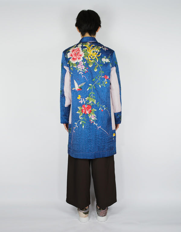 By Walid Antique Embroidered Silk Kimono Duster Coat