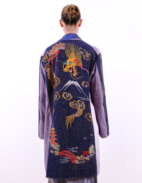 By Walid 1920s Embroidered Kimono Rufus Coat