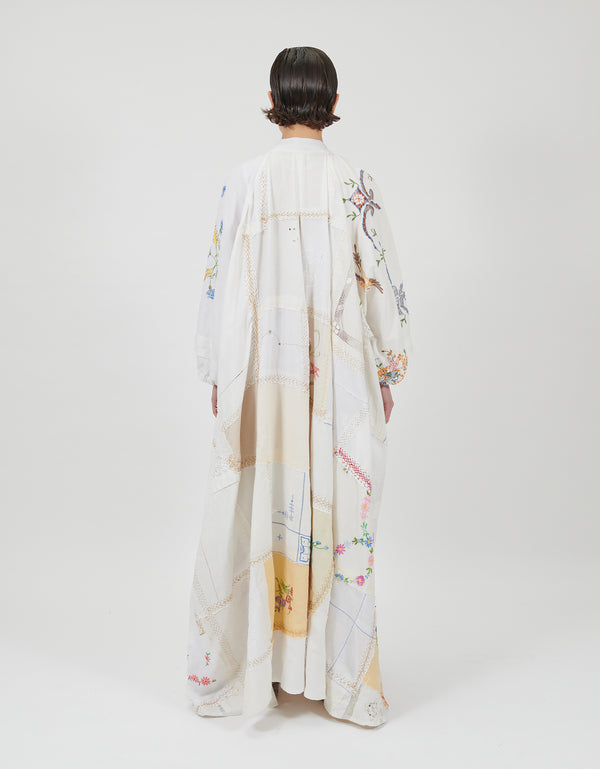 By Walid 1920s Embroidered Linen Doris Dress