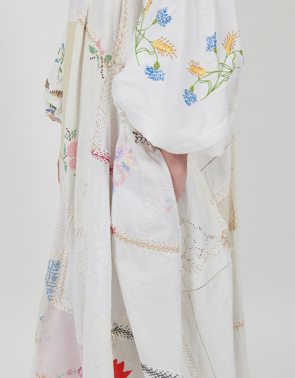 By Walid 1920s Embroidered Linen Doris Dress