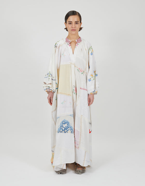 by walid 1920s Embroidered Linen Doris Dress