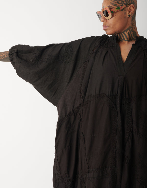 By Walid 1920s Embroidered Linen Doris Dress