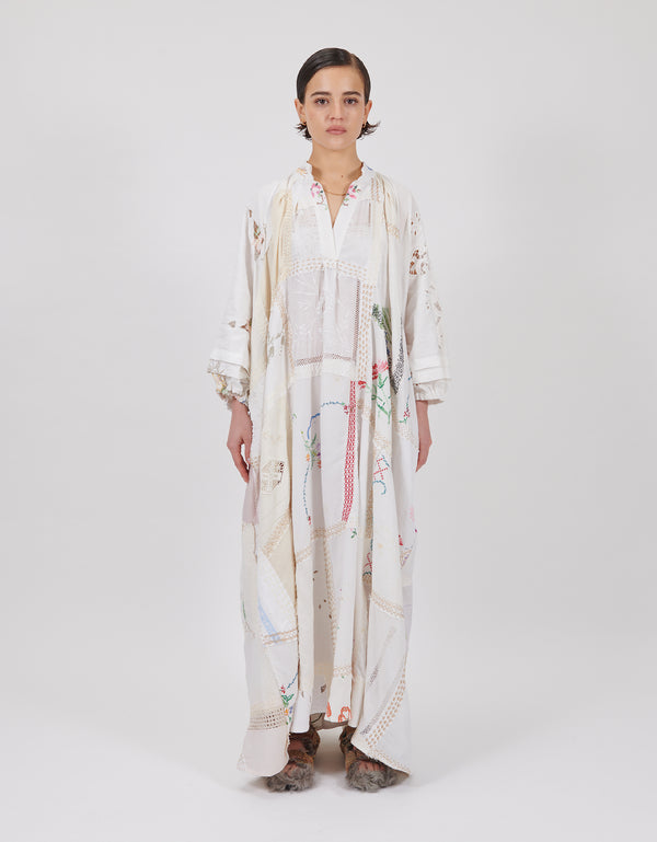 by walid 1920s Embroidered Linen Doris Dress