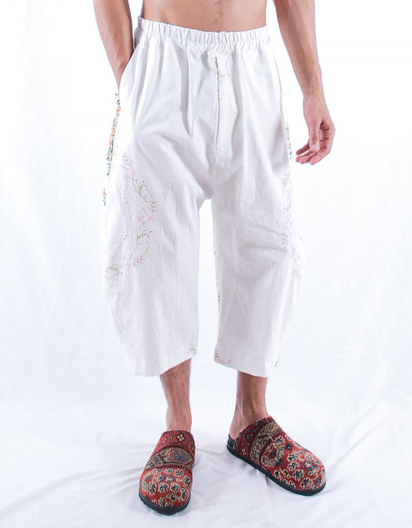 By Walid 1920s Embroidered Linen Hitomi Trousers