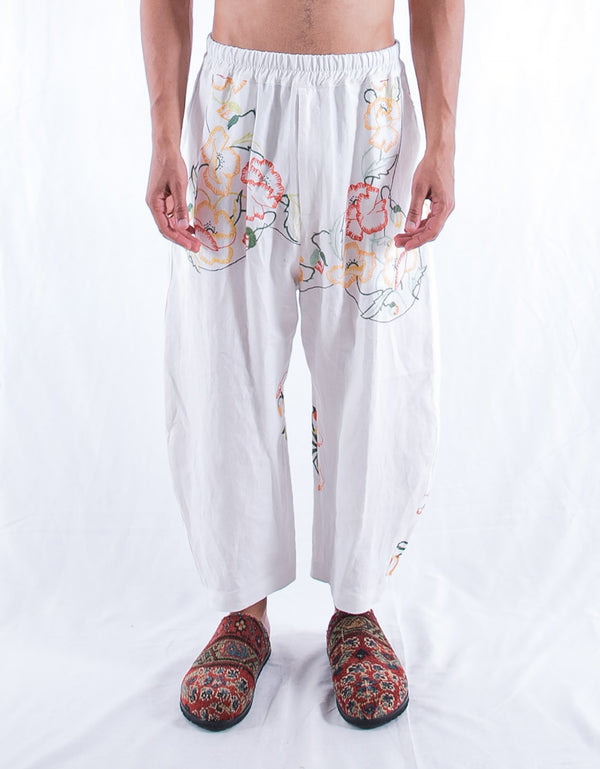 by walid 1920s Embroidered Linen Joel Trousers