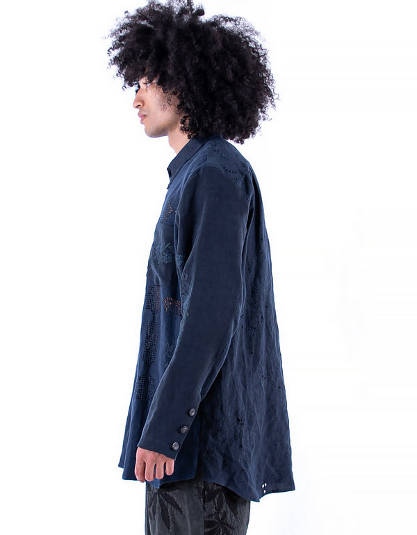 By Walid 1920s Embroidered Linen Nathan Tunic