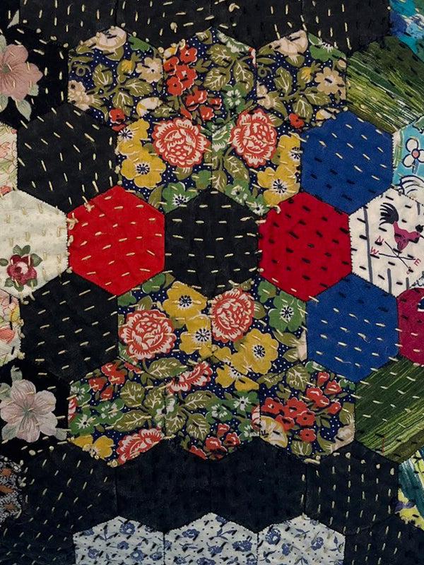 By Walid 1920s Log Cabin Patchwork Cushion | 1386