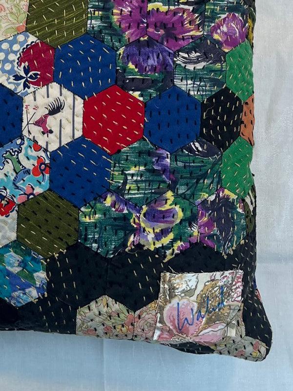 By Walid 1920s Log Cabin Patchwork Cushion | 1386