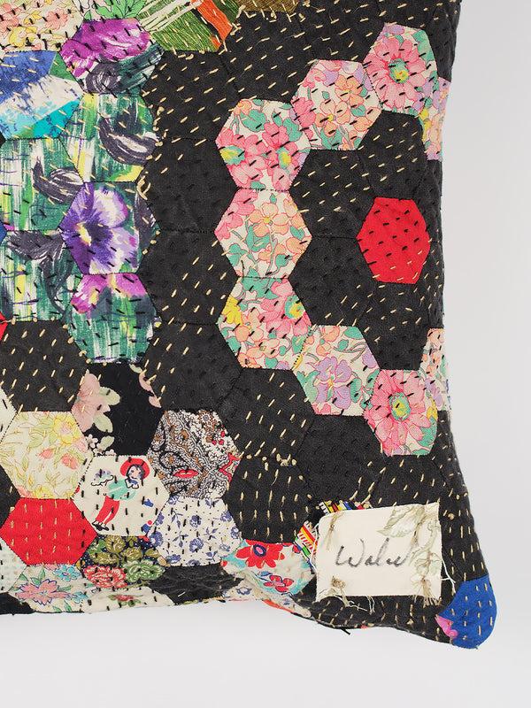 By Walid 1920s Log Cabin Patchwork Cushion | 1387