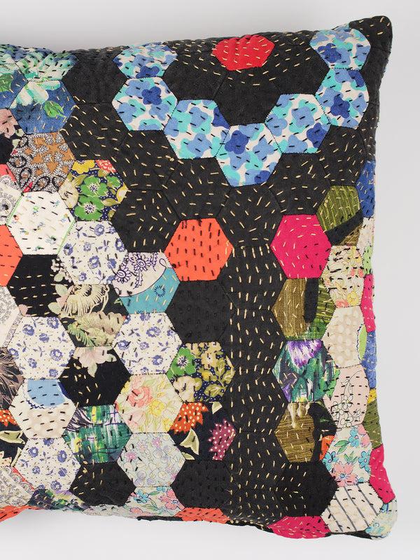 By Walid 1920s Log Cabin Patchwork Cushion | 1387