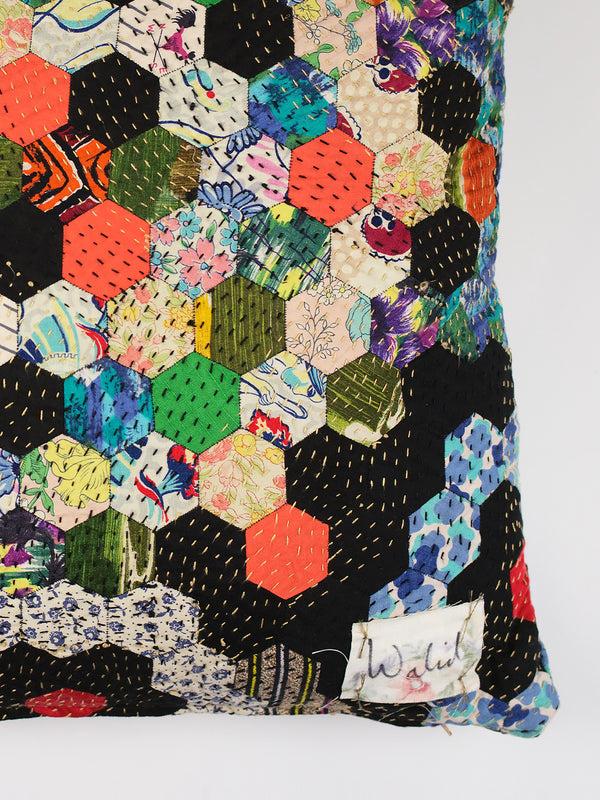 By Walid 1920s Log Cabin Patchwork Cushion | 1423