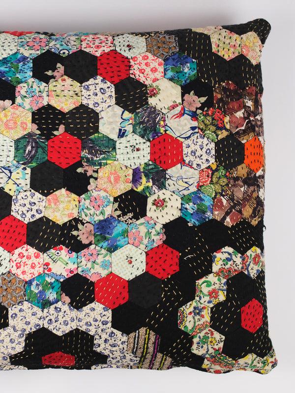 By Walid 1920s Log Cabin Patchwork Cushion | 1423