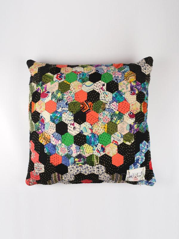 By Walid 1920s Log Cabin Patchwork Cushion | 1423