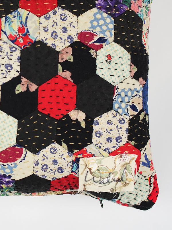 By Walid 1920s Log Cabin Patchwork Cushion | 1427