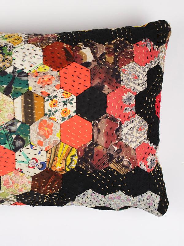 By Walid 1920s Log Cabin Patchwork Cushion | 1427