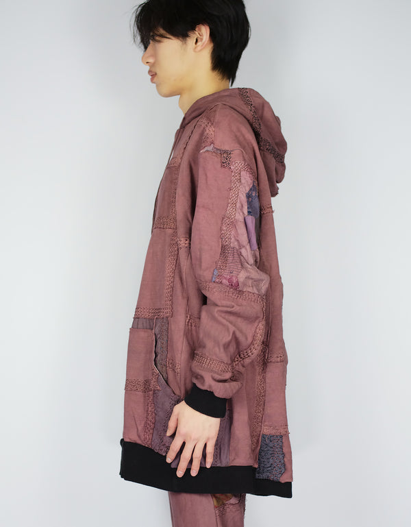 By Walid 1920s Patchwork 95cm Length Masaki Hoodie