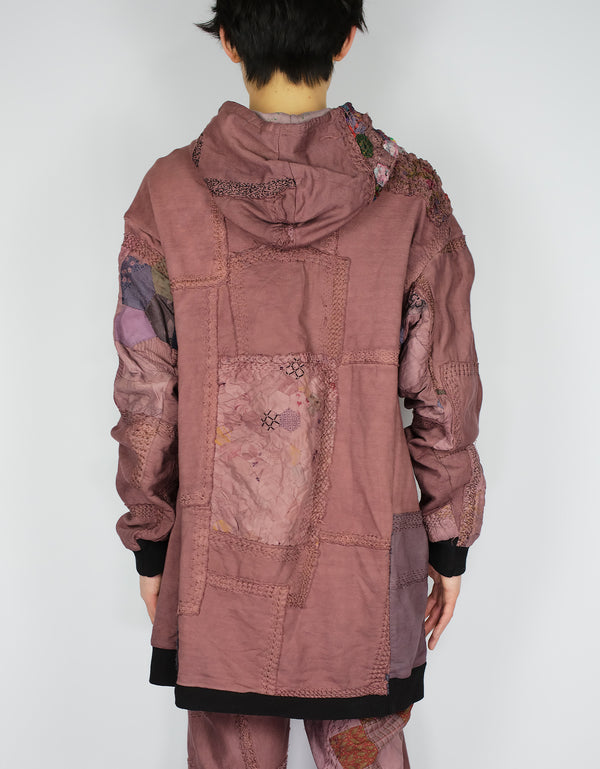 By Walid 1920s Patchwork 95cm Length Masaki Hoodie