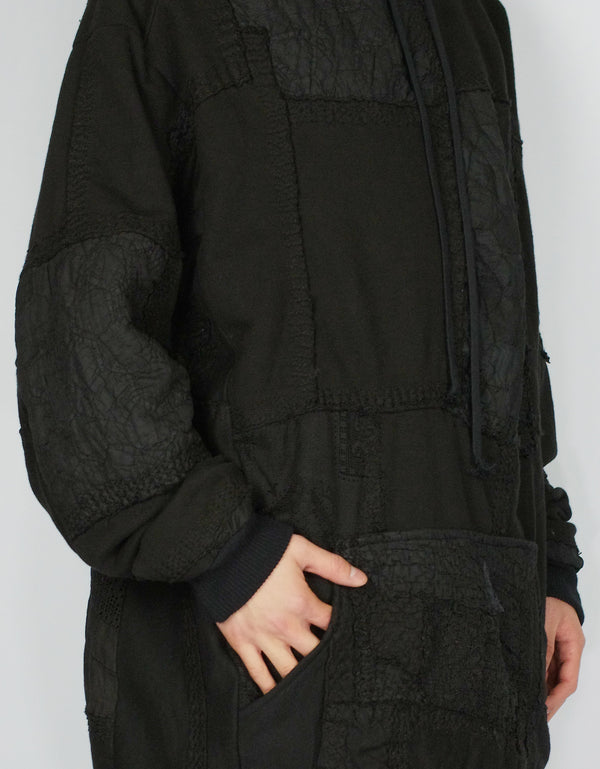 By Walid 1920s Patchwork 95cm Length Masaki Hoodie