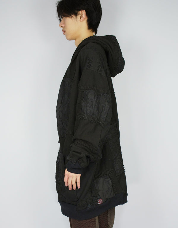 By Walid 1920s Patchwork 95cm Length Masaki Hoodie