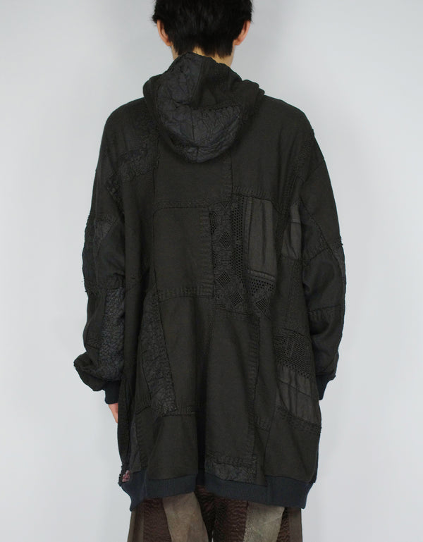 By Walid 1920s Patchwork 95cm Length Masaki Hoodie