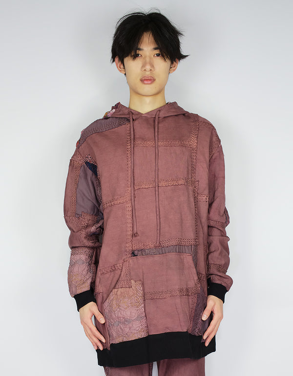 by walid 1920s Patchwork 95cm Length Masaki Hoodie