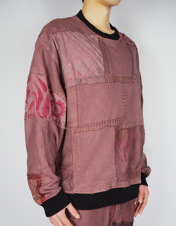 By Walid 1920s Patchwork Chuck Crew Neck