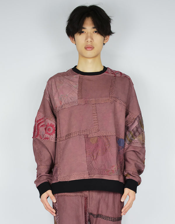 by walid 1920s Patchwork Chuck Crew Neck