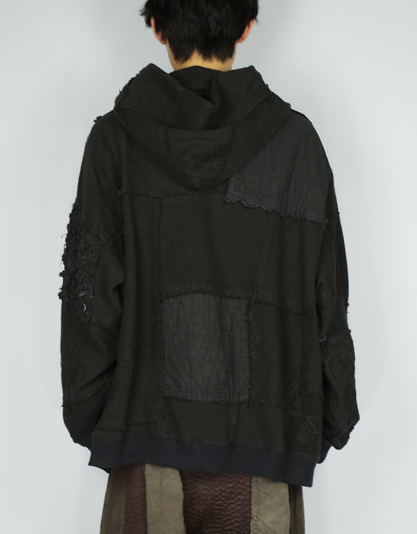 By Walid 1920s Patchwork Zip Up Hoodie