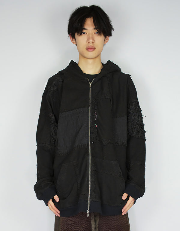 by walid 1920s Patchwork Zip Up Hoodie