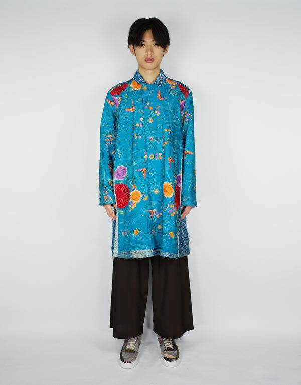 By Walid 1920s Silk Piano Shawl Duster Coat