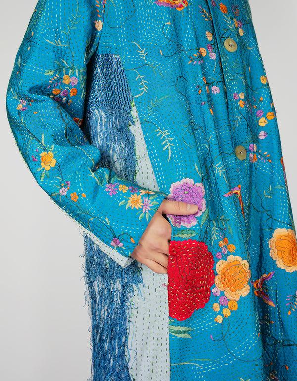 By Walid 1920s Silk Piano Shawl Duster Coat