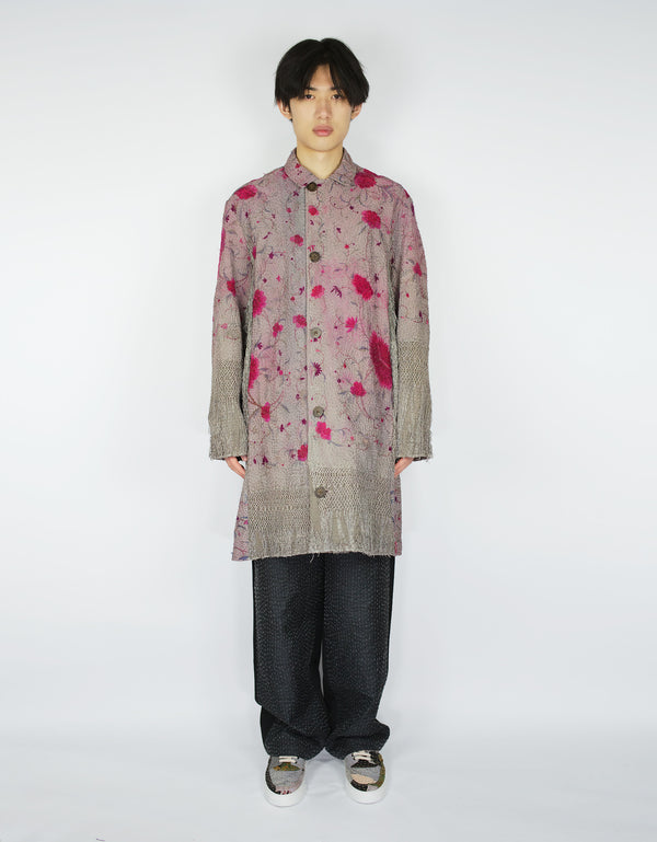 By Walid 1920s Silk Piano Shawl Duster Coat