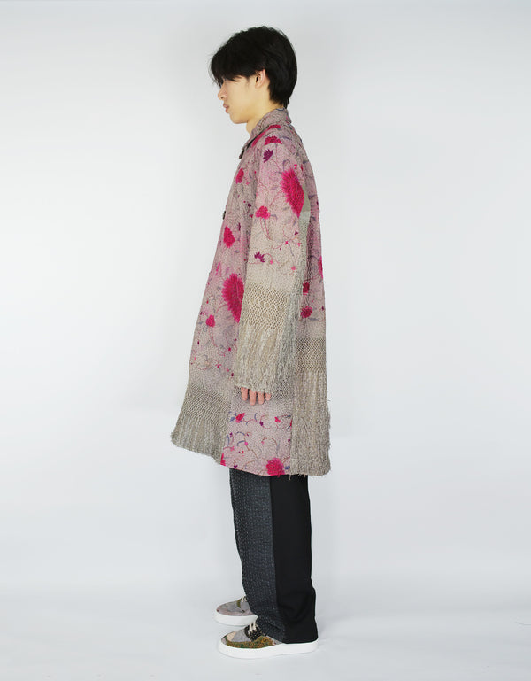 By Walid 1920s Silk Piano Shawl Duster Coat