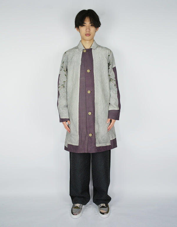 By Walid 1920s Silk Piano Shawl Duster Coat