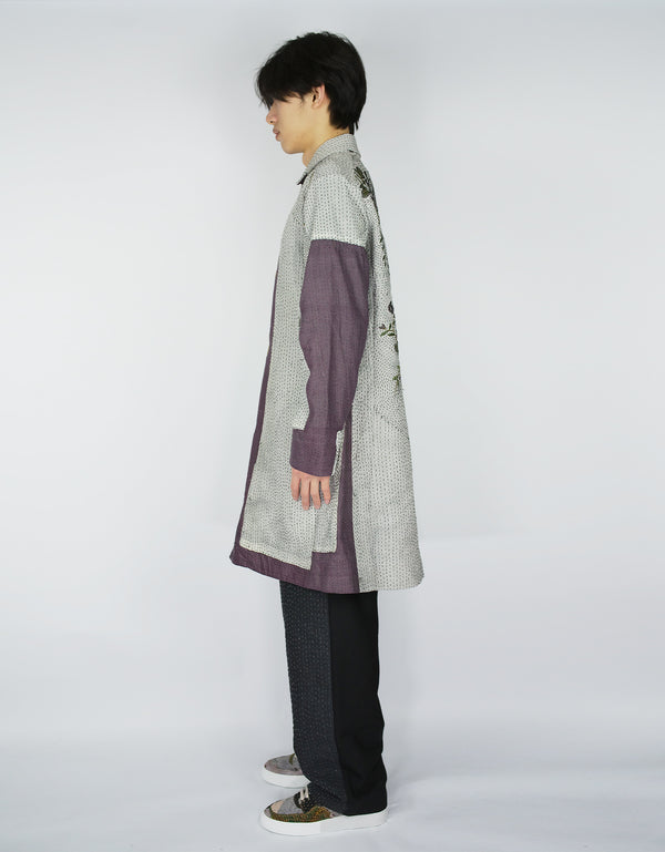 By Walid 1920s Silk Piano Shawl Duster Coat