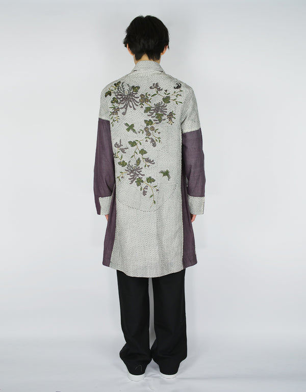 By Walid 1920s Silk Piano Shawl Duster Coat