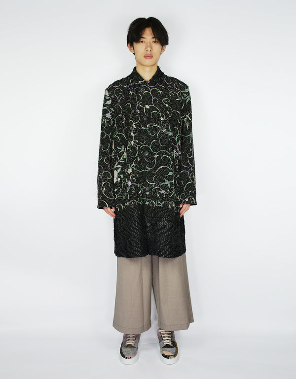 By Walid 1920s Silk Piano Shawl Duster Coat