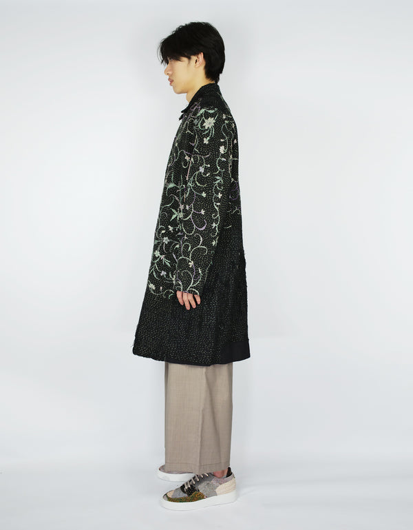 By Walid 1920s Silk Piano Shawl Duster Coat