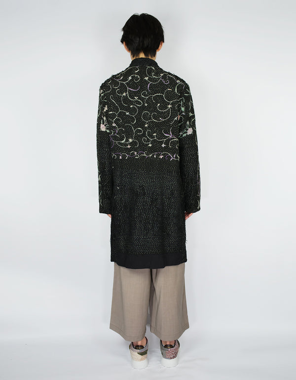 By Walid 1920s Silk Piano Shawl Duster Coat