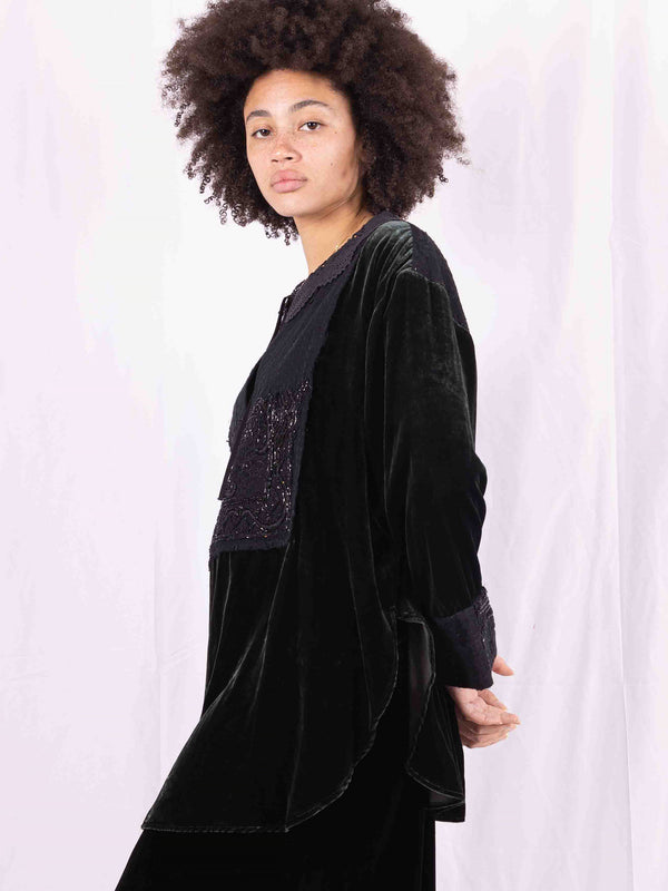 By Walid 19th Century Beading & Velvet Marnie Tunic