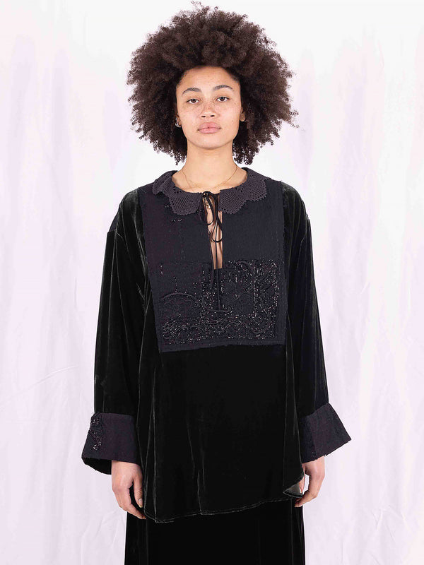 by walid 19th Century Beading & Velvet Marnie Tunic