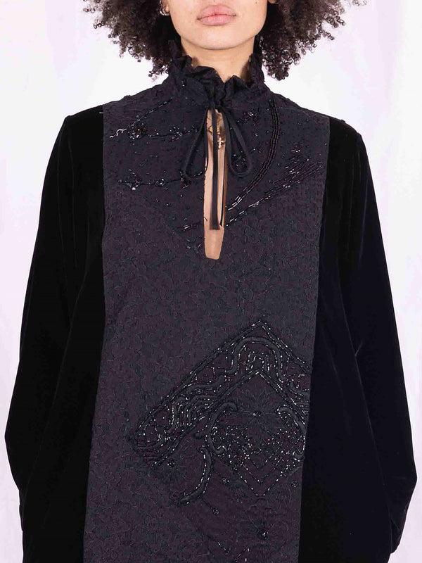 By Walid 19th Century Beading & Velvet Raquel Dress