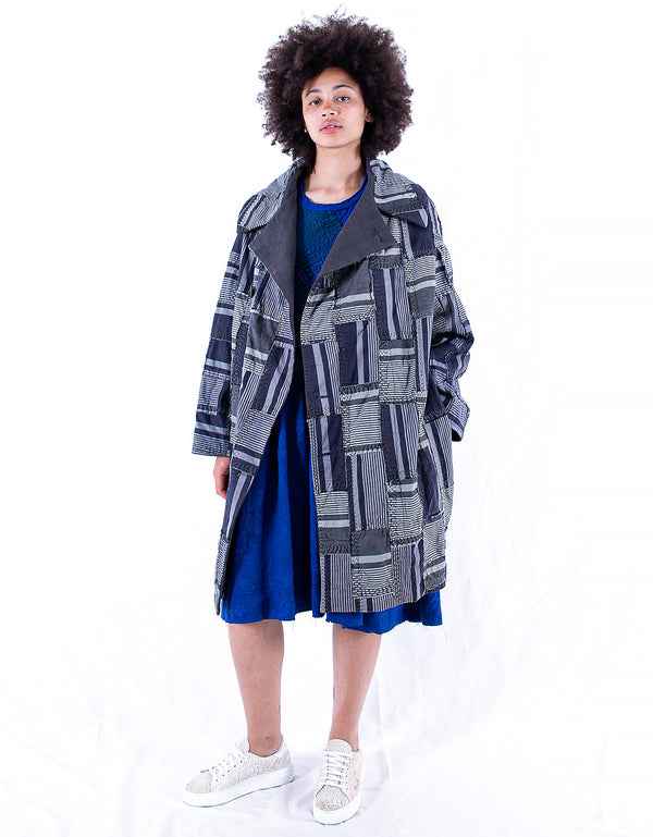 by walid 19th Century French Ticking Cocoon Coat