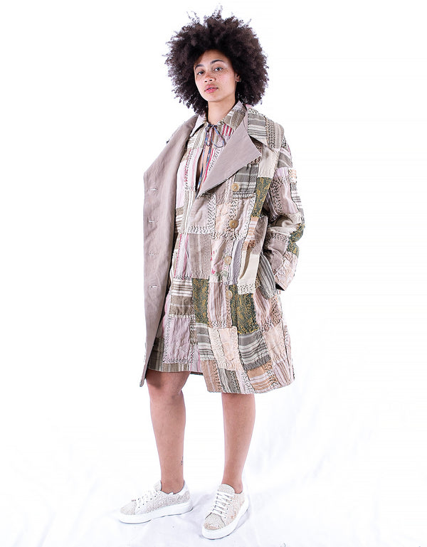 by walid 19th Century French Ticking Cocoon Coat