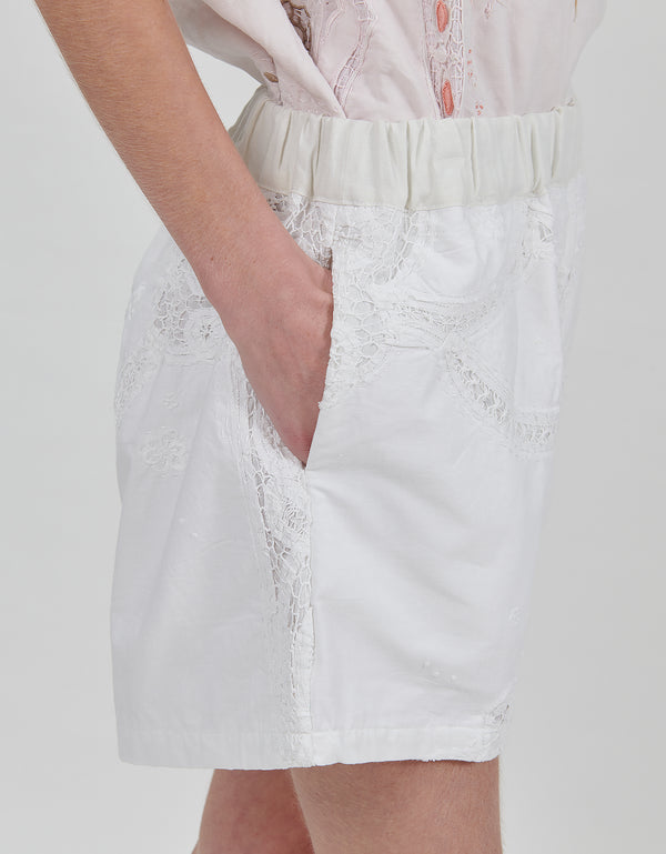 By Walid 19th Century Lace Marigold Shorts